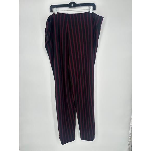 Susan Graver Striped Liquid Knit Pull On 2X Pants Black Red Straight Casual - Picture 4 of 8